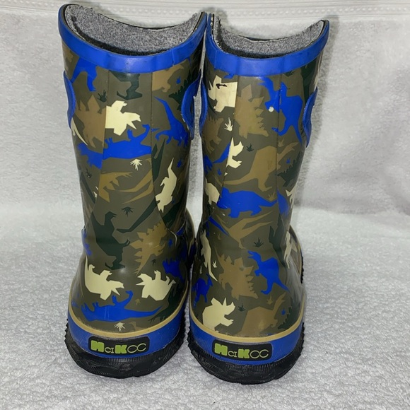 MCIKCC dinosaur Rain Boots, Anti Slip Rubber Waterproof pull one size 2 - Picture 3 of 8
